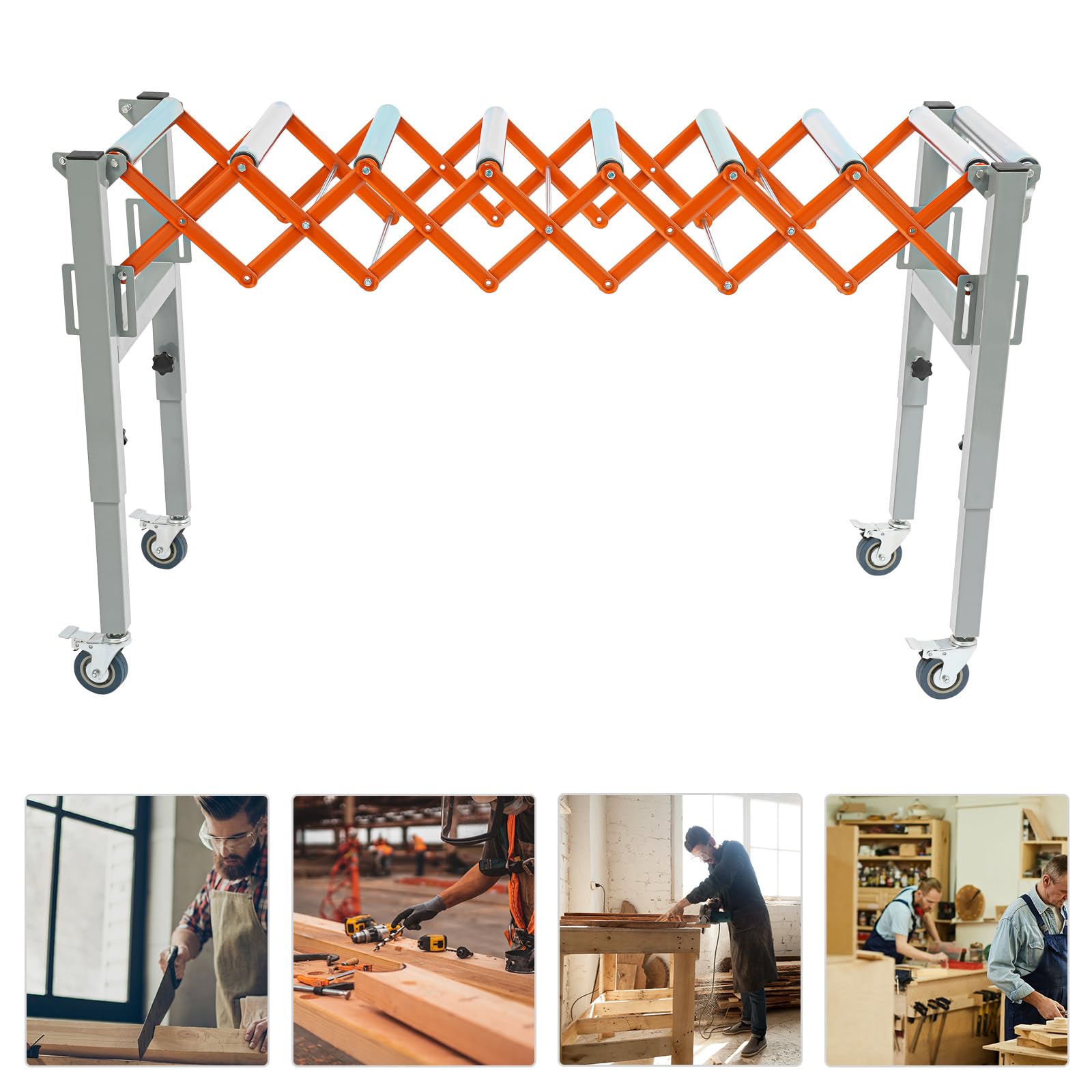 Table à roulettes extensible, réglable de 46 à 130 cm, pour logistique de stockage, chemin de fer à rouleaux maximum de 50 kg, marchandises de convoyeur
