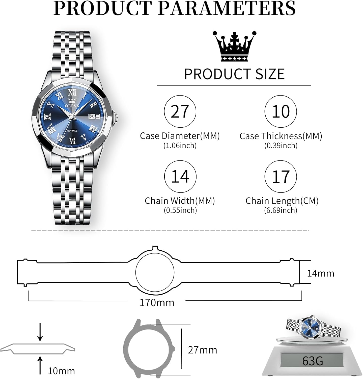 OLEVS Womens Watch Luxury Waterproof Silver Watch for Women Analog Quartz Stainless Steel Ladies Dress Watches Casual Wrist Watches for Woman Small Face with Date Reloj para Mujer - Image 5