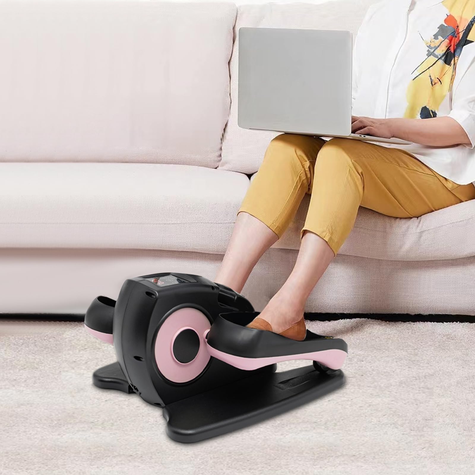 Entrenador elíptico, debajo del escritorio, entrenador elíptico, entrenador de piernas, para adolescentes, ancianos y adultos, mini ejercicios para recuperación de piernas, hogar y oficina, con mando