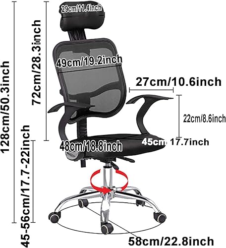 Miniatura 2 de Silla de oficina para videojuegos, silla de computadora ergonómica de malla, silla de oficina con respaldo alto con reposacabezas ajustable, soporte