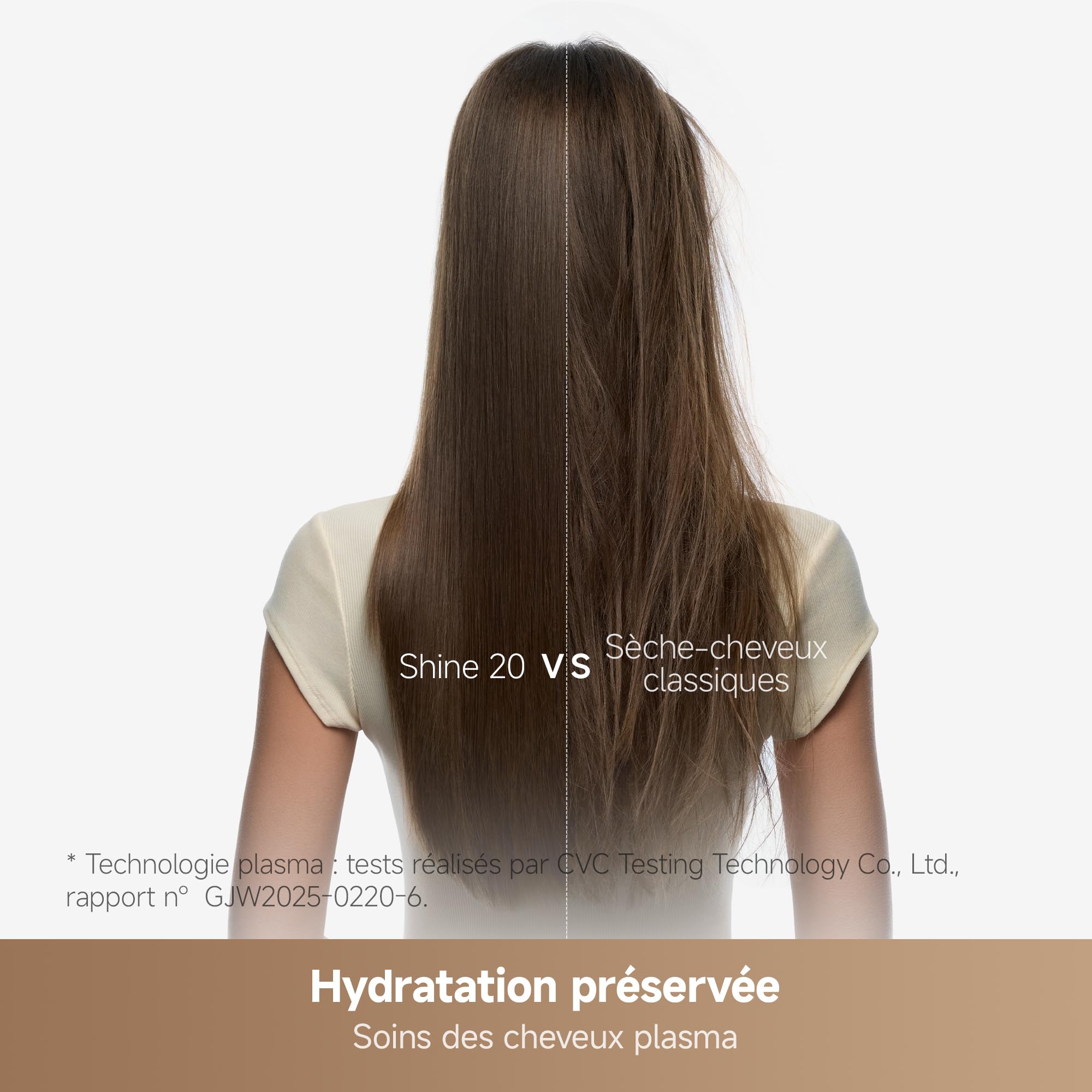 MOVA Shine 20 Sèche cheveux, réglage automatique des modes, Seche cheveux ionique, moteur haute vitesse, soins capillaires plasma, contrôle par capteur NTC 1 000 f/s, plusieurs modes de séchage, Or