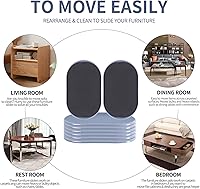 Vista 4 de Deslizadores de Muebles Grandes Reutilizables para Alfombras y Pisos de Madera Dura-Paquete de 8 Almohadillas Protectoras Ovaladas de 9-1/2
