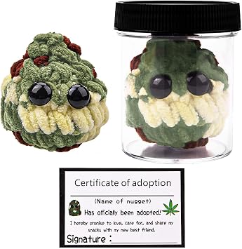 Pipihome Adopt a Weed Nugget Plushie, Adopt Me Plush Toy, Little Weed Nugget Plushie with Encouragement Cards, in a Jar Handmade Plush Stuffed Toys, Home Decor Room Decor