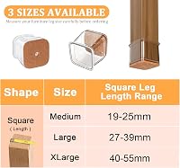 RUSIDO 20 db szilikon szék lábvédő négyzet alakú parkettavédelem karcolás elleni - Square Large, Transparent-20pcs 4
