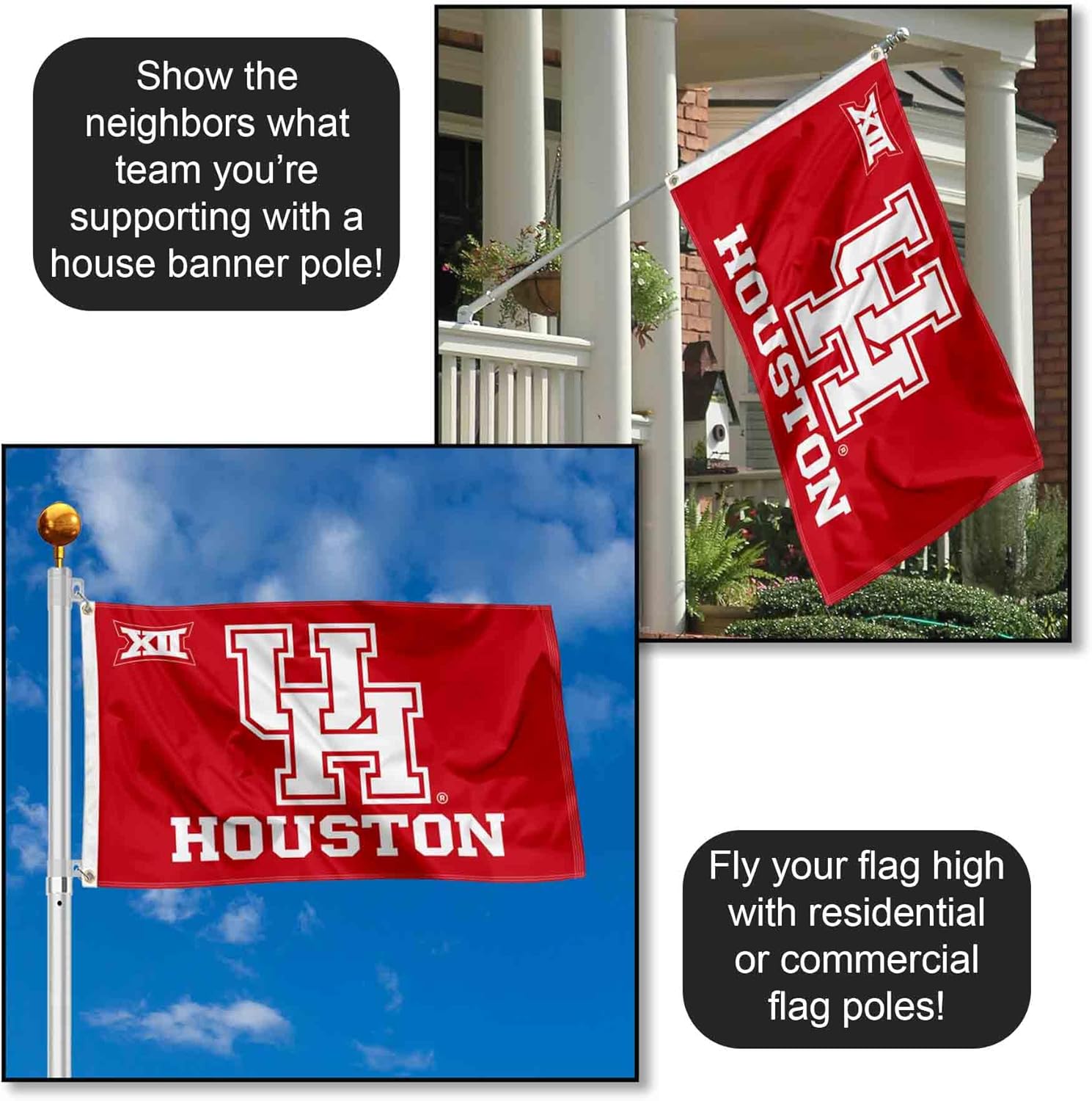 Houston Cougars Big 12 Conference Large Grommet Banner Flag - Image 3