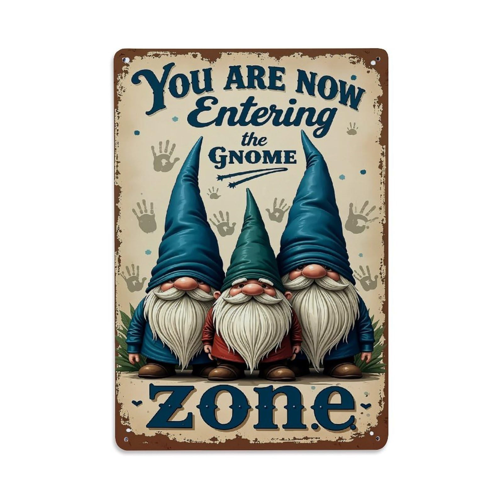 Jdfenggu Vintage Gnome Zone Sign Pattern Print Retro Metal Tin Sign, Decor Art Poster For Bar, Home, Man Cave, Kitchen, Laundry Room Gift 8X12inch