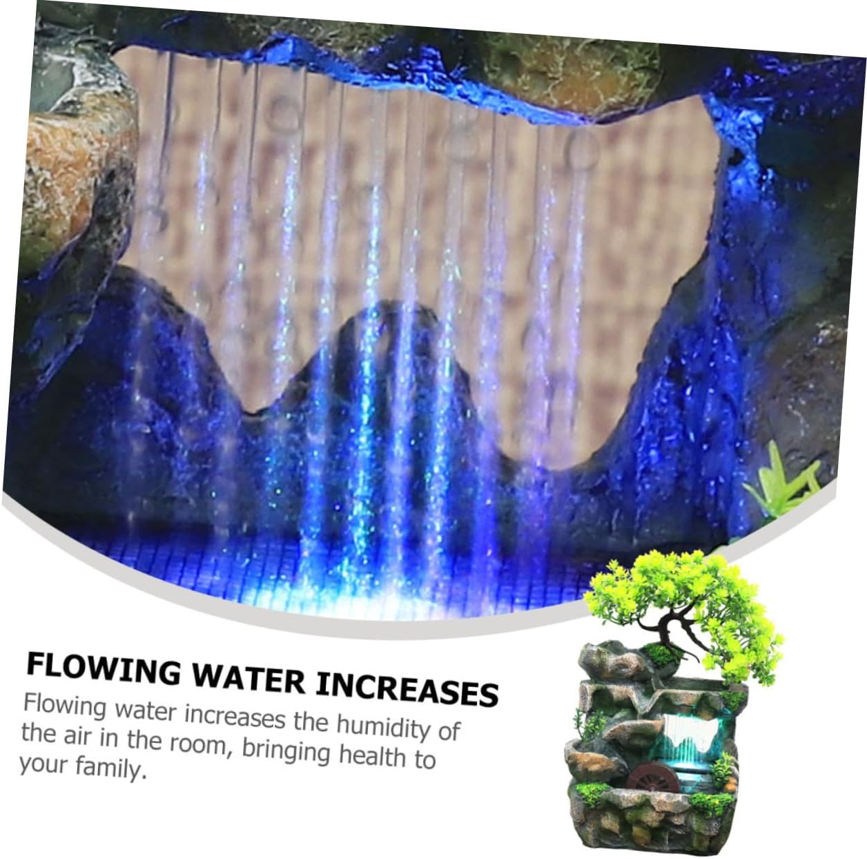 Indoor Tabletop Water Fountain Waterfall Ornament for Desk Decoration Lightweight Zen Fountain for Home Office and Relaxation Spaces US Plug