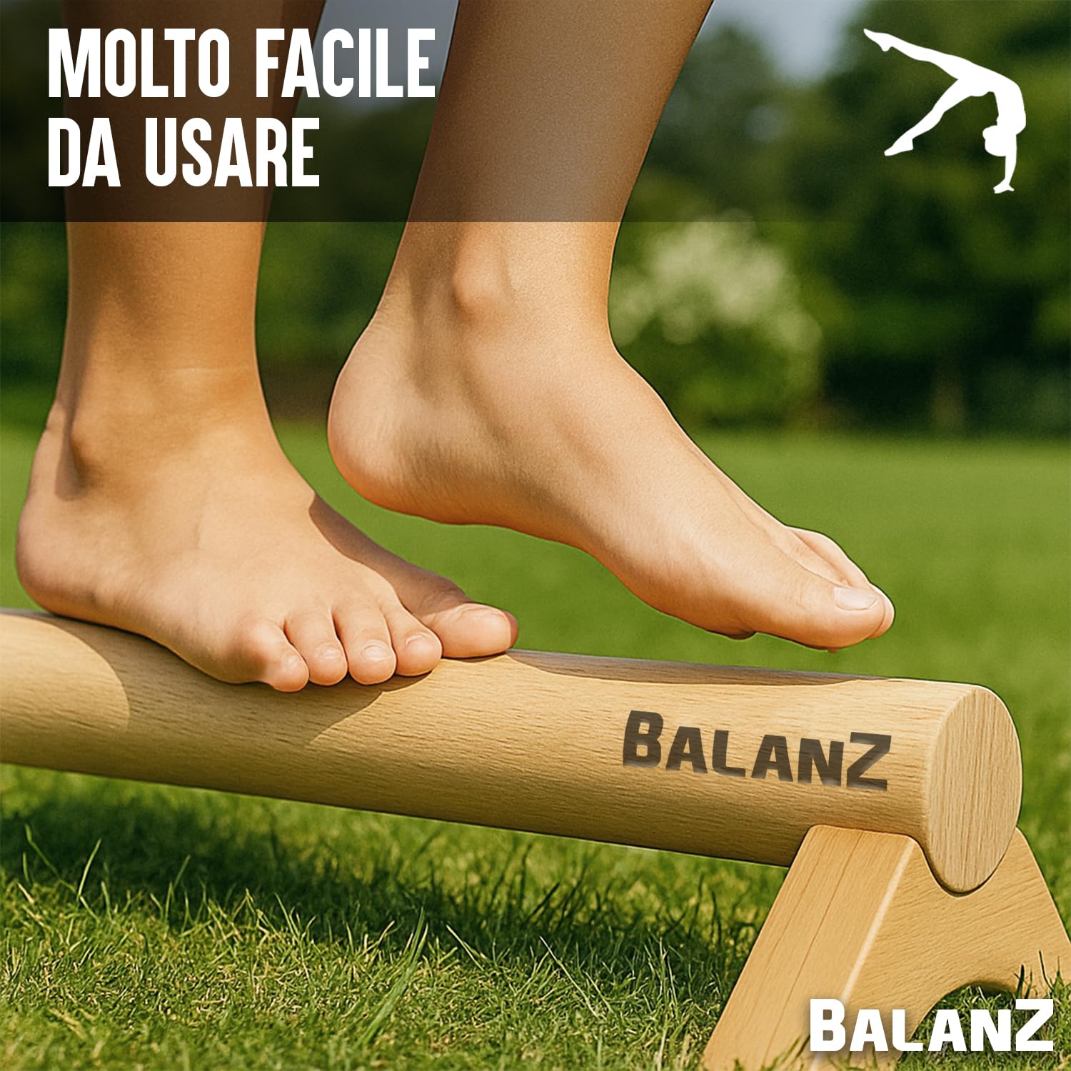 Balanz Trave da Ginnastica in Legno Faggio 100×10×8 cm | Bambini & Adulti | Barra per Equilibrio, Motricità & Riabilitazione | Allenamento a Casa, Ginnastica Dolce, Fisioterapia | Aerobik