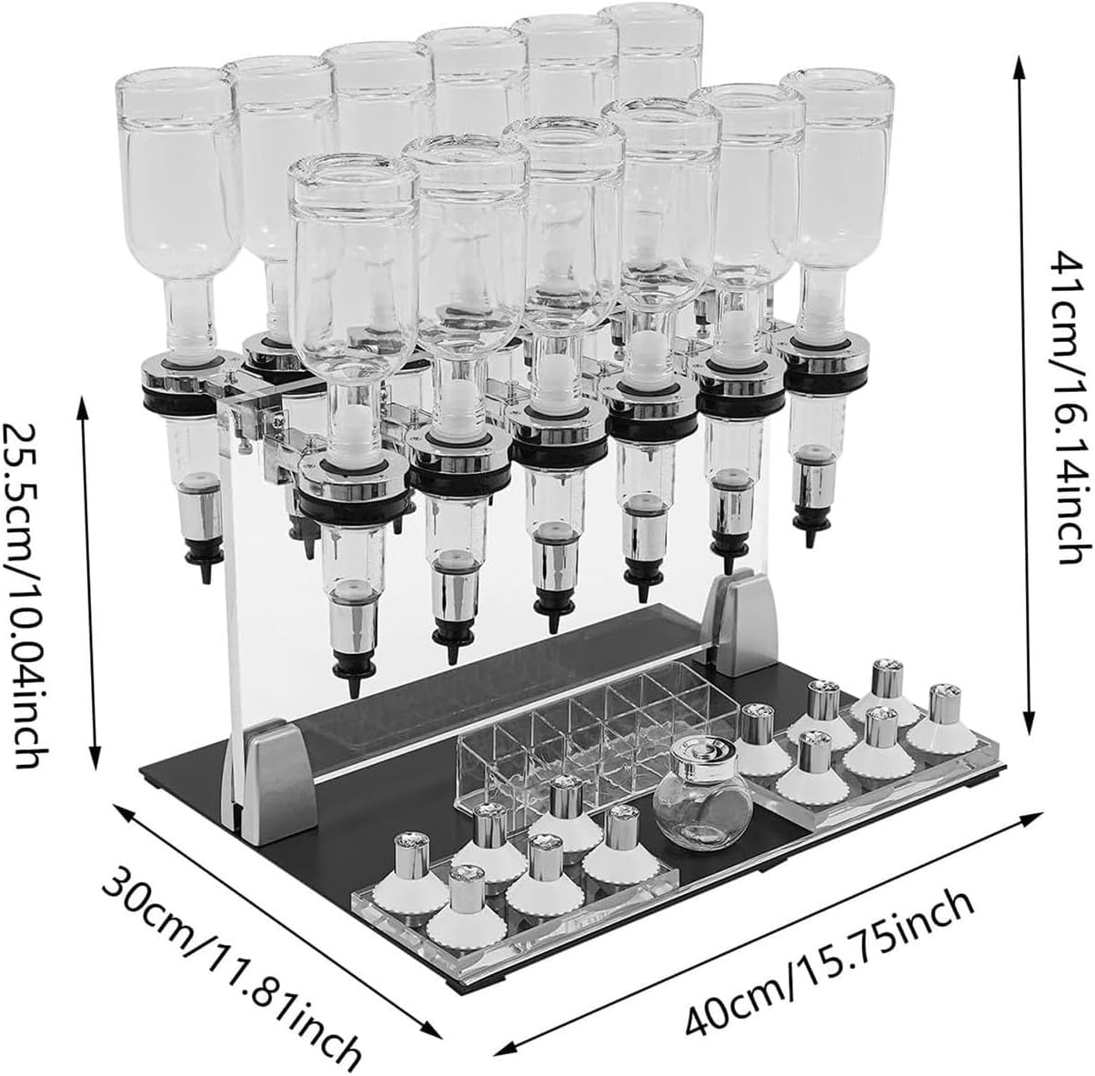 Manual Perfume Refill Pump Station, 12 Bottles Perfume Dispenser Tools, Perfume Liquid Dispense Filling Station, 200ml Dispenser Pumps with Testing Cups, for Shops Lab Bars