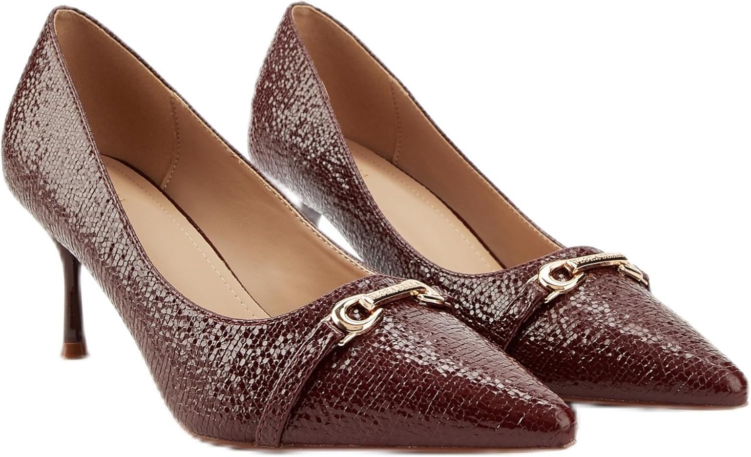 Flora Bella by Shoexpress Womens Textured Slip-On Shoes with Stiletto Heels