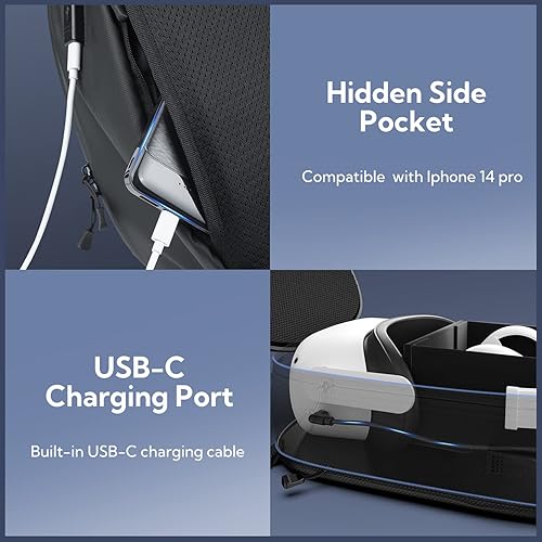 Miniatura 5 de ZYBER Hard Carrying Case for Meta Quest 2, Black Backpack Travel Case for Oculus Quest 2 Accessories