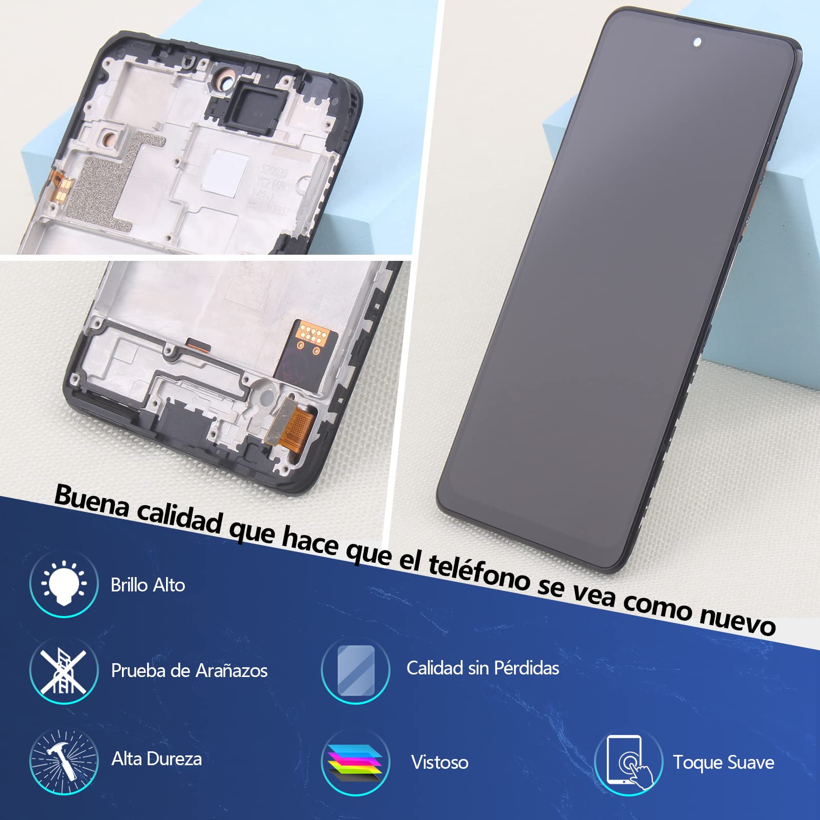 RongZy Pantalla para Xiaomi Redmi Note 10 Pro M2101K6G M2101K6R Pantalla Táctil LCD Kit de Pantalla de Repuesto Ensamblaje Digitalizador de Reemplazo con Herramientas(Negro con Marco)
