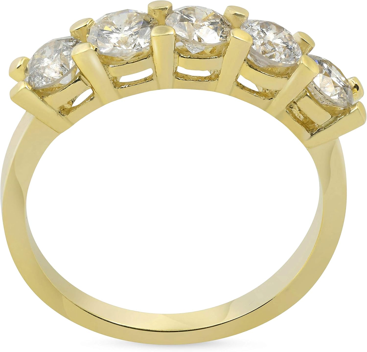 1 1/4ct Diamond Wedding 14k Yellow Gold Anniversary Ring 5-Stone High Polished : Clothing, Shoes & Jewelry