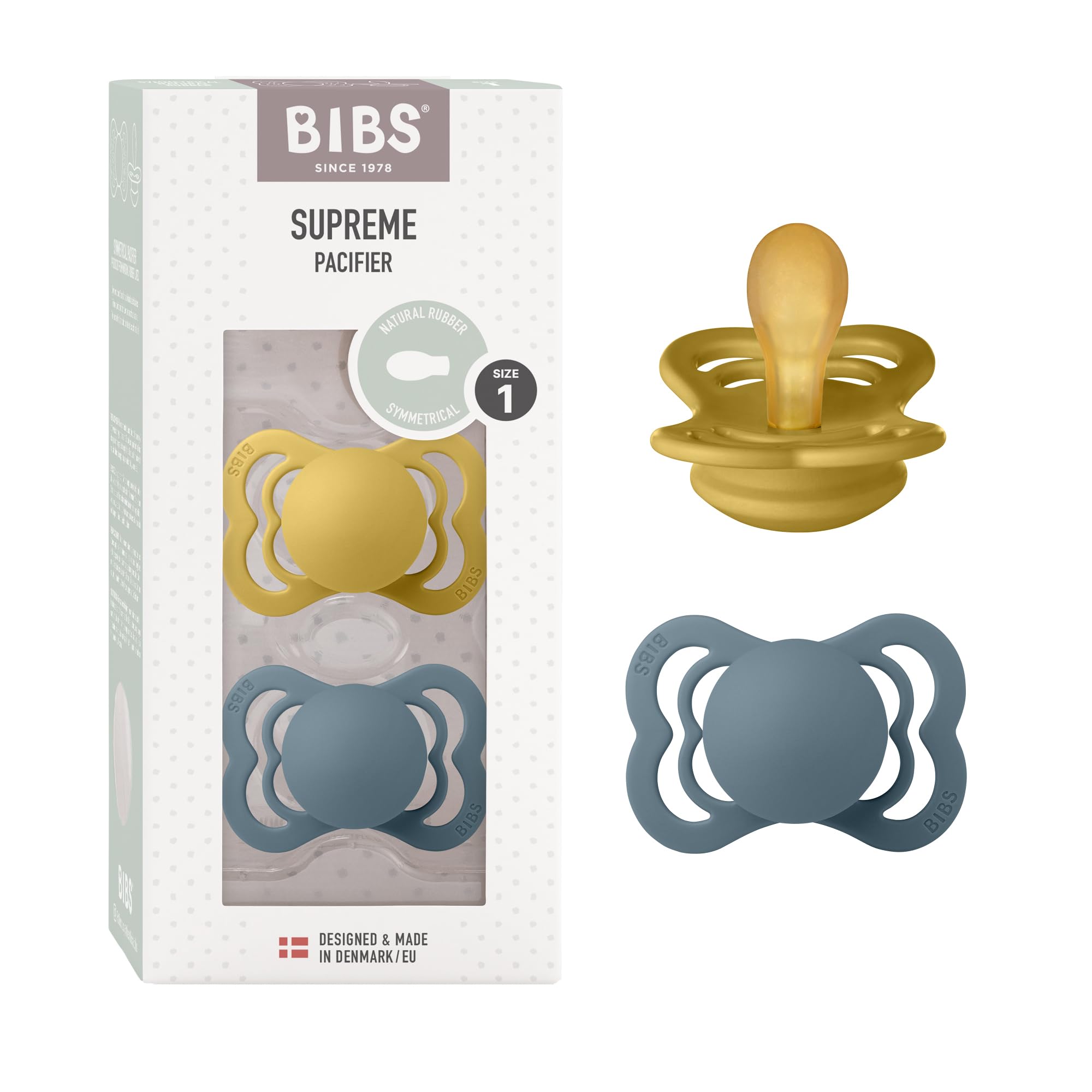 BIBS Supreme Paquete de 2 chupetes. Libre de BPA, Tetina con forma simétrica/Fisiológica. Látex natural, Hecho en Dinamarca. 0+ meses (Paquete de 2), Sage/Hunter Green — view 11
