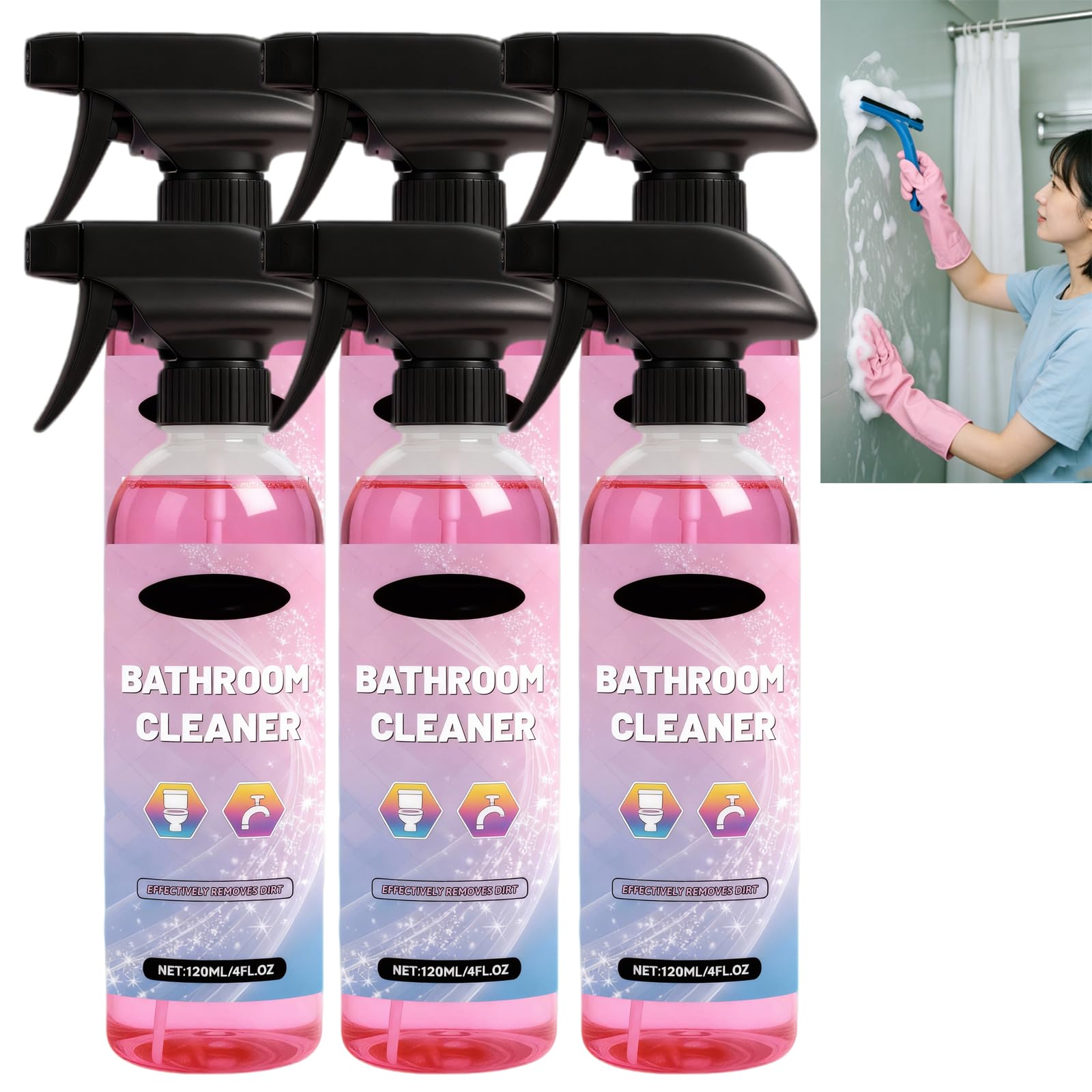 Allzweck-Badezimmer-Entkalker-Reinigungsspray, Reiniger Geeignet Für Fliesen-Glas-Badewannen-Porzellan, Schaumreiniger, Toiletten-Spezial-Leistungsstarkes Fleckenreinigungs-Schaumspray. (6PCS)