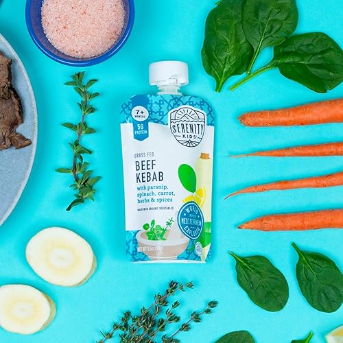 Miniatura 7 de Serenity Kids 7+ Months World Explorers - Bolsas de comida para bebés, puré hecho con carnes de origen ético y verduras orgánicas, bolsa de 3.5