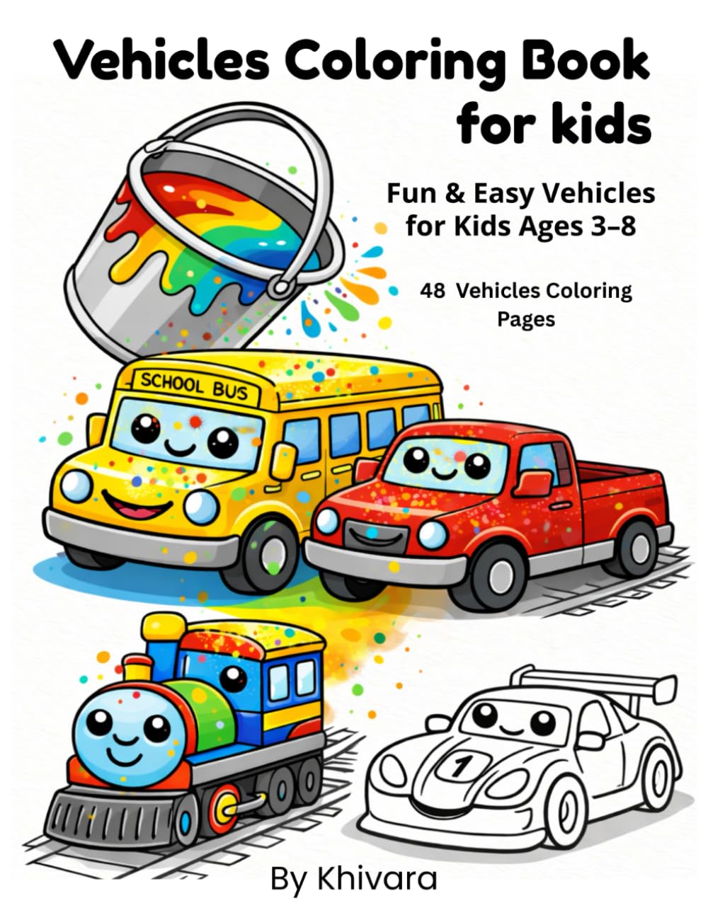 Vehicles Coloring Book for kids: Fun & Easy Vehicles for Kids Ages 3-8