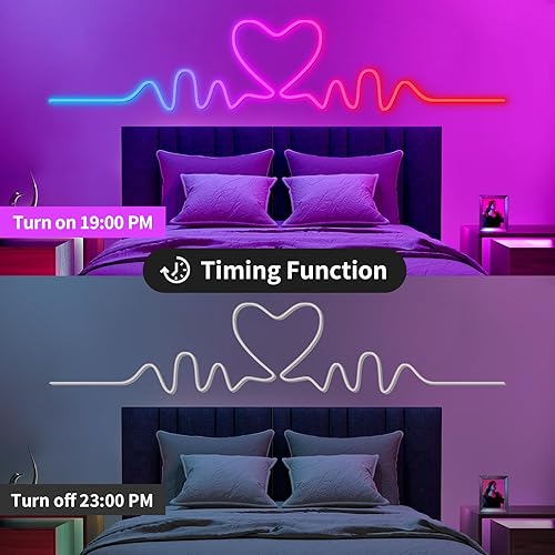 Miniatura 6 de Cuerda de luz LED de neón, tira de luz LED RGB de 9.84 pies, control de aplicación, control de botón, sincronización de música de 5 V, cuerda de luz