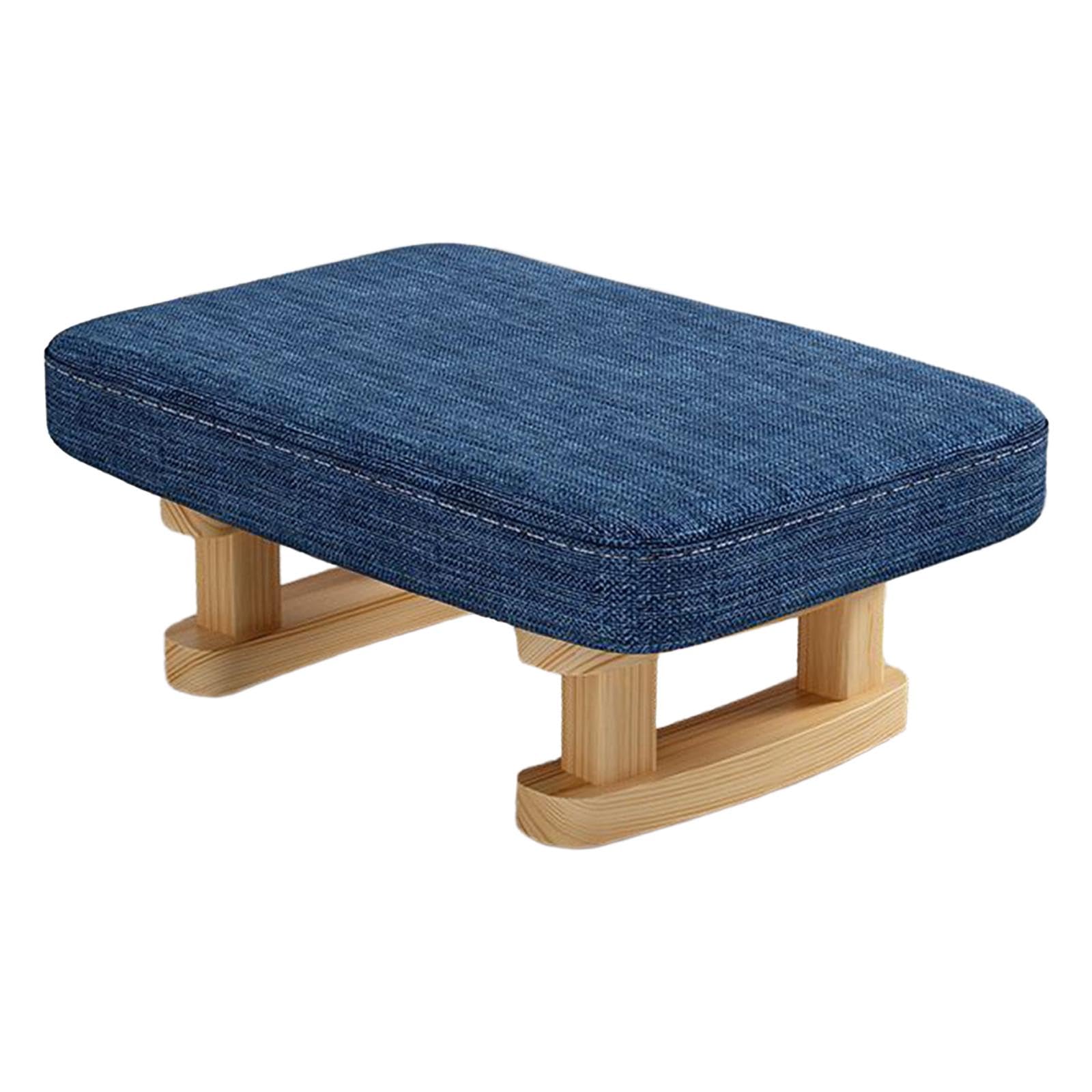 Rectangle Step Stool Footrest with Wooden Legs for Dining Bedroom Desk blue| Ottomans, Footstools & Poufs|Home & Garden-image-6