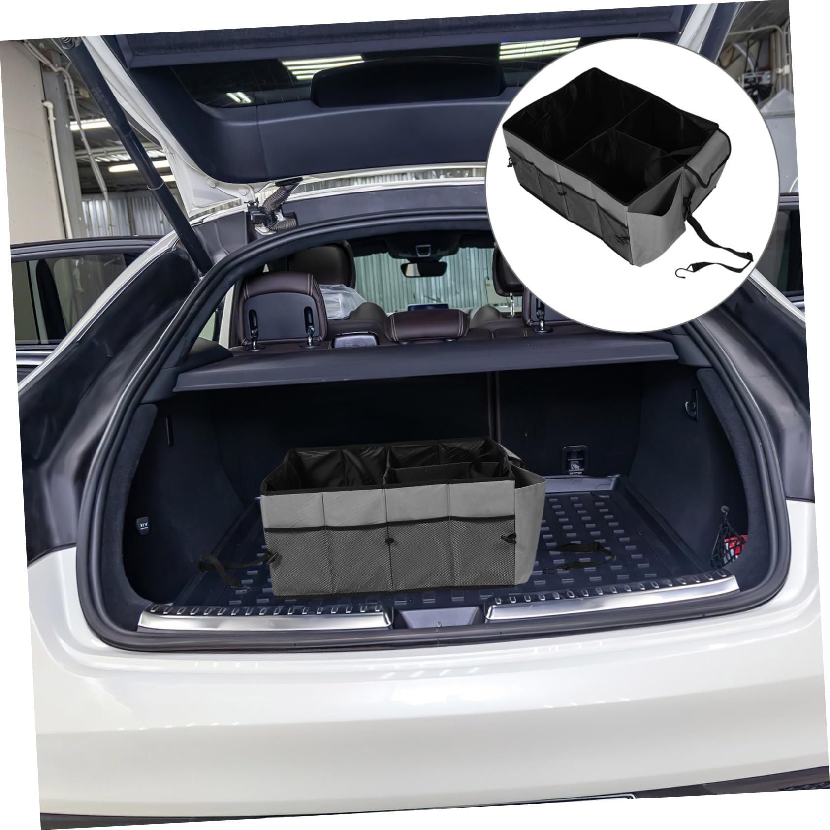 Organizzatore per Bagagliaio Auto Pieghevole Scomparti in Poliestere | Struttura Multi-comparto, per Suv e Auto, Pratico Deposito nel Retrotreno