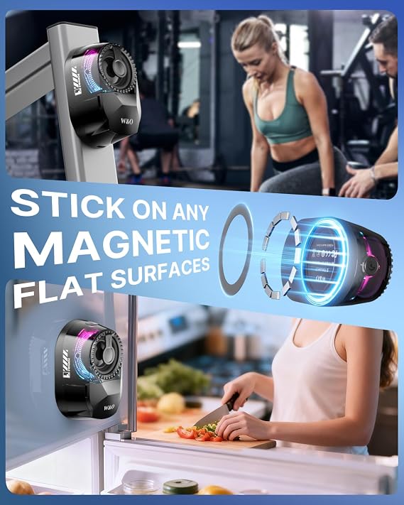 W & O Bluetooth Speaker with Wireless Earbuds,All in One, Magnetic Portable Speaker Bluetooth 5.4 with RGB Lights, Magnetic Mount,for Travel, Gifts (Black)