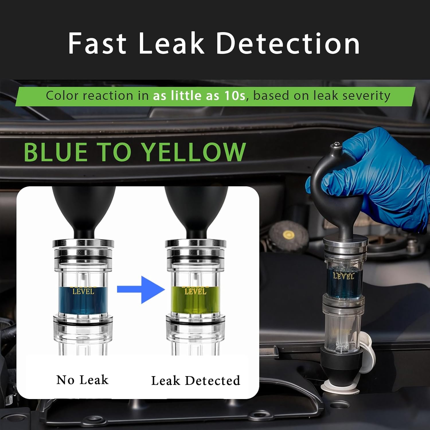 Dual-Chamber Head Gasket Tester Kit,Accurately and Quickly Detects Leaks in Head Gasket,Combustion Leak Tester—Compatible with Most Gasoline/Diesel Vehicles Models,Saves Time and Repair Costs