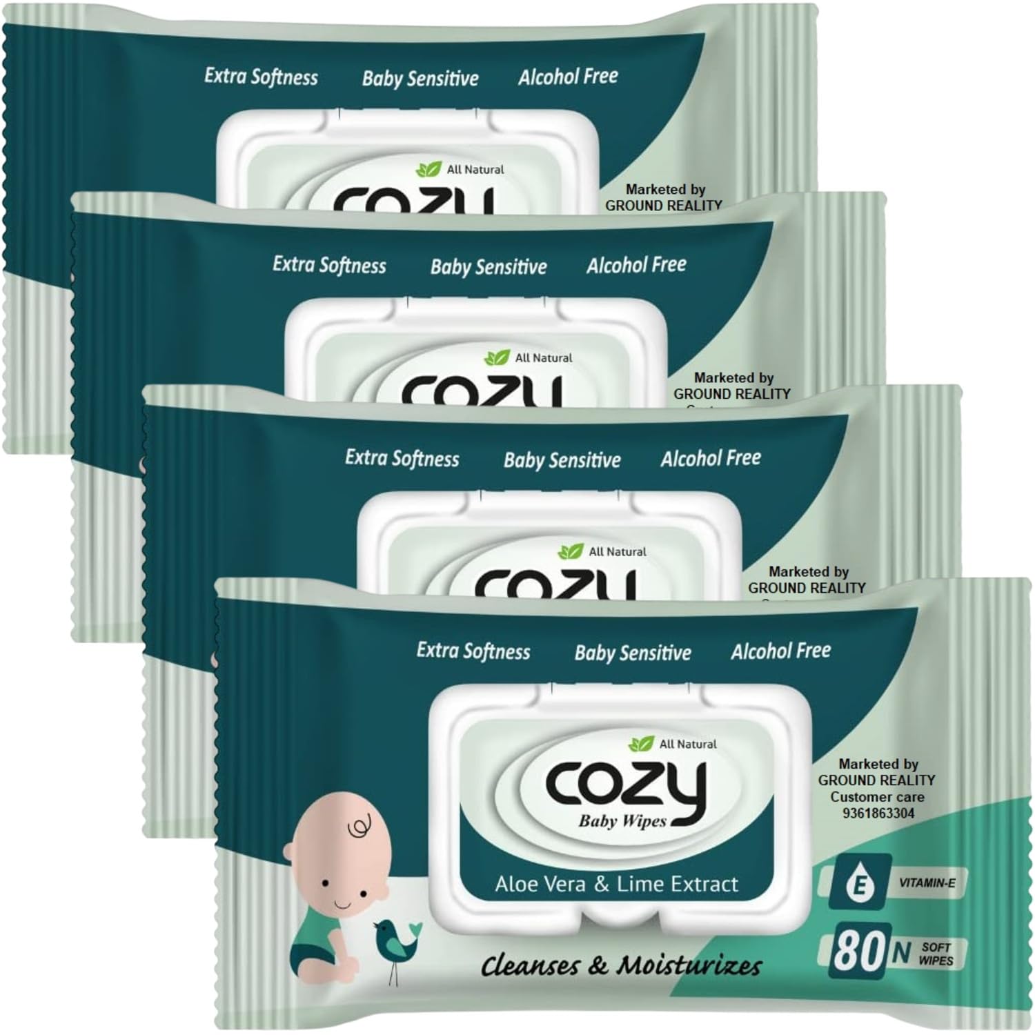 LADY HAWK Cozy Baby Wet Wipes 1 Pack (80 wipes) for Little New Born with Aloe Vera and Vitamin E, Combo Offer Travel Value Pack Wiping Tissue Baby Cleaning Wet Wipes with Lid + (FREE Fridge Magnet)-image-45
