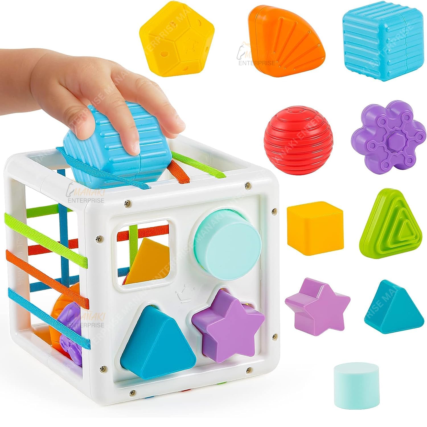 Shape Sorter Baby Toys, Montessori Toys for 1-3 Year Old Colorful Cube and Multi Sensory Shape, Fine Motor Skills, Developmental Learning Toys for Girls Boys Birthday Gift (KK-0211)