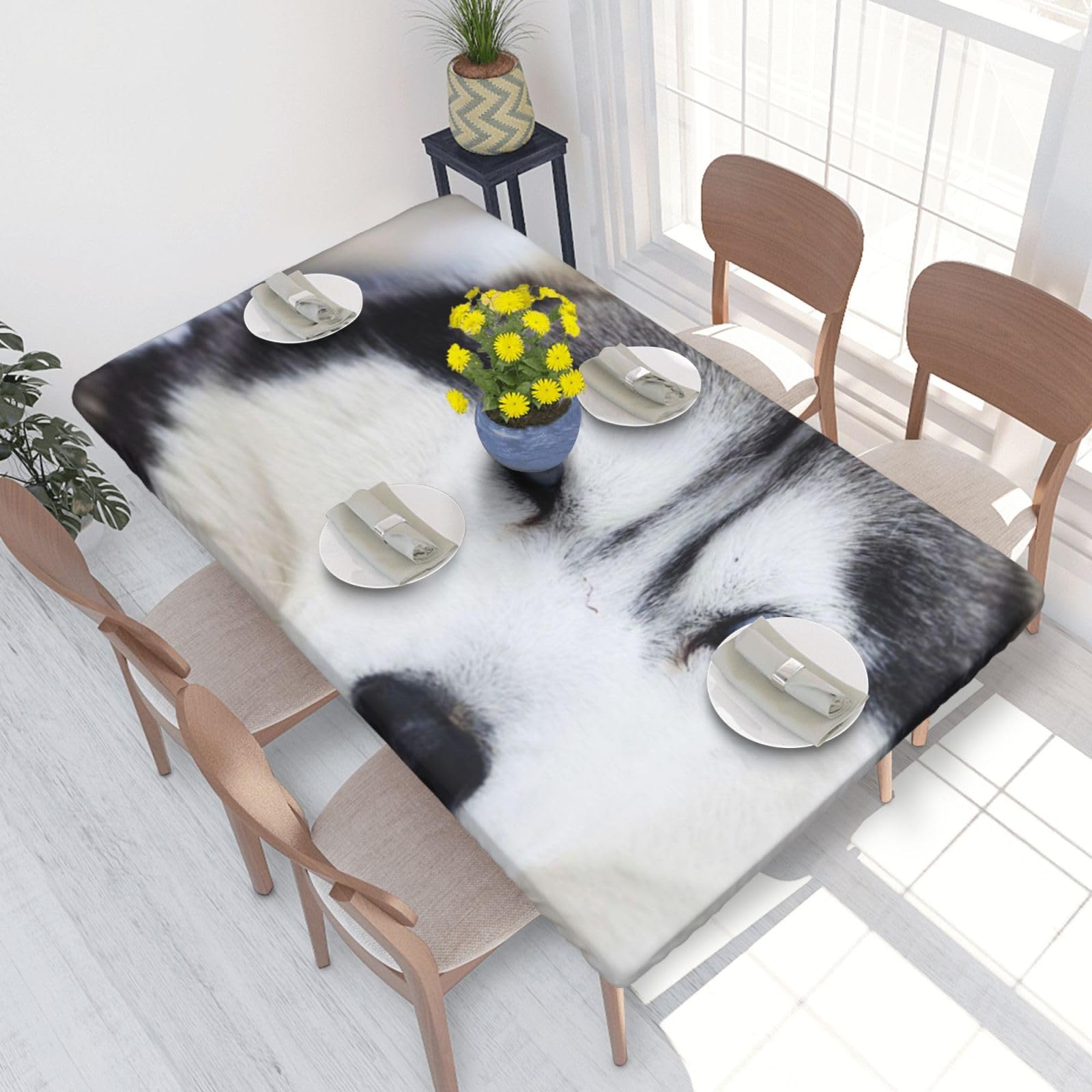BNVSADC Cute Husky Printed 4FT Tablecloth 122x76 CM Polyester Kitchen Water Resistant Table Cloth Dining Table Decoration Table Covers