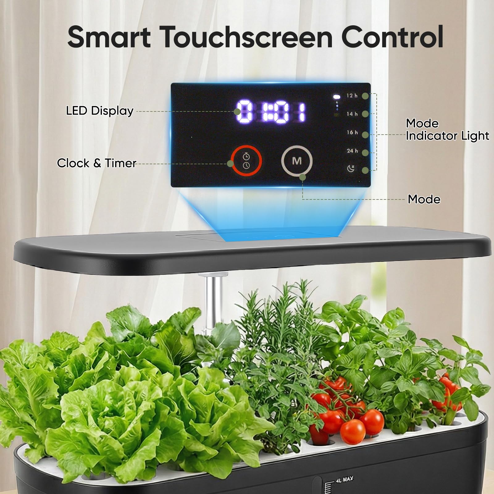 Sistema hidropónico 52 cápsulas, 24 W, Incluye LED de Espectro Completo, Sistema Inteligente de Cultivo Interior, Kit de Cultivo hidropónico para Cocina, balcón, Hierbas y ensaladas