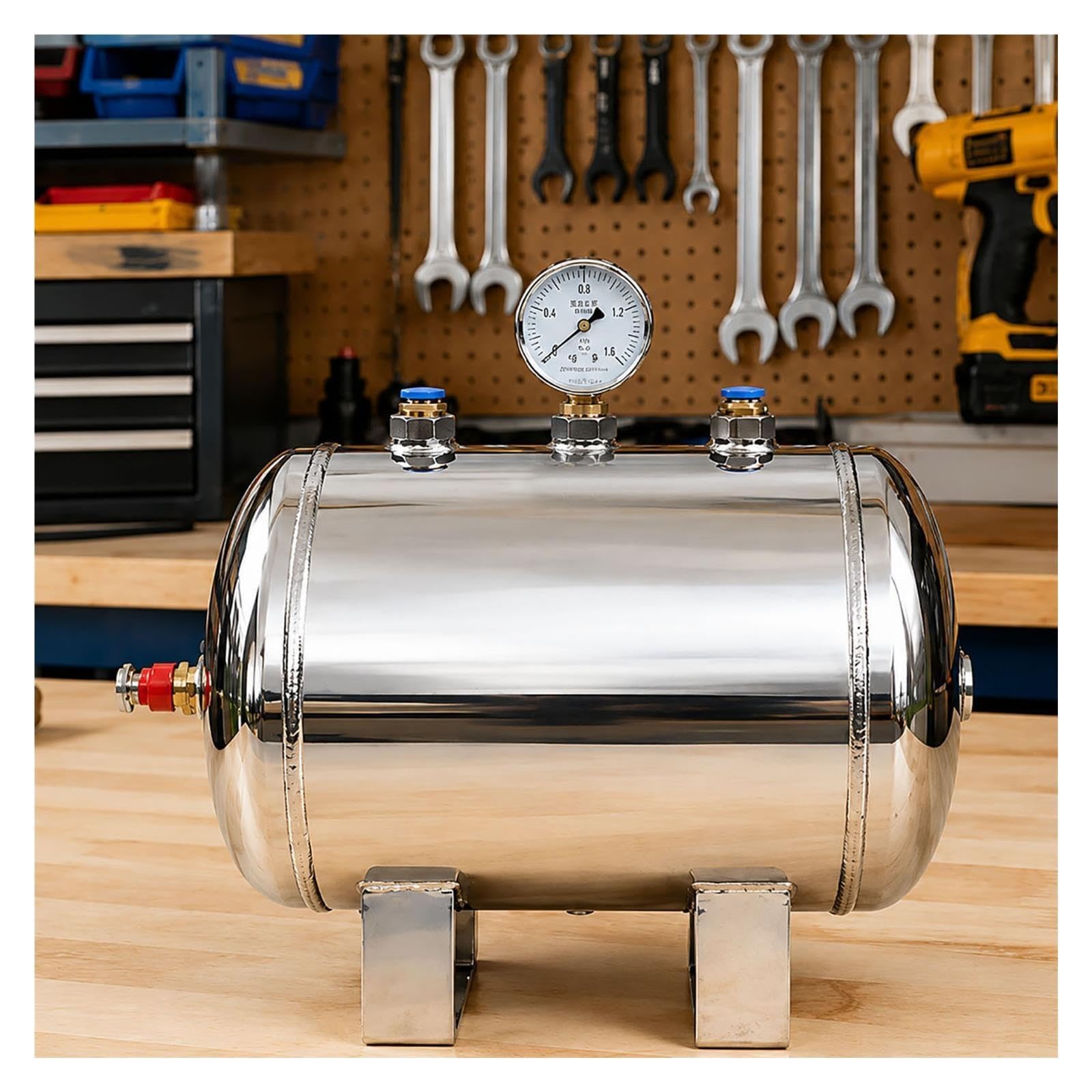 Tragbar Drucklufttank mit Sicherheitsventil Manometer Ablassventil