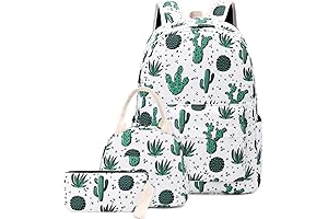 Cactus Print Bookbag Set for Girls