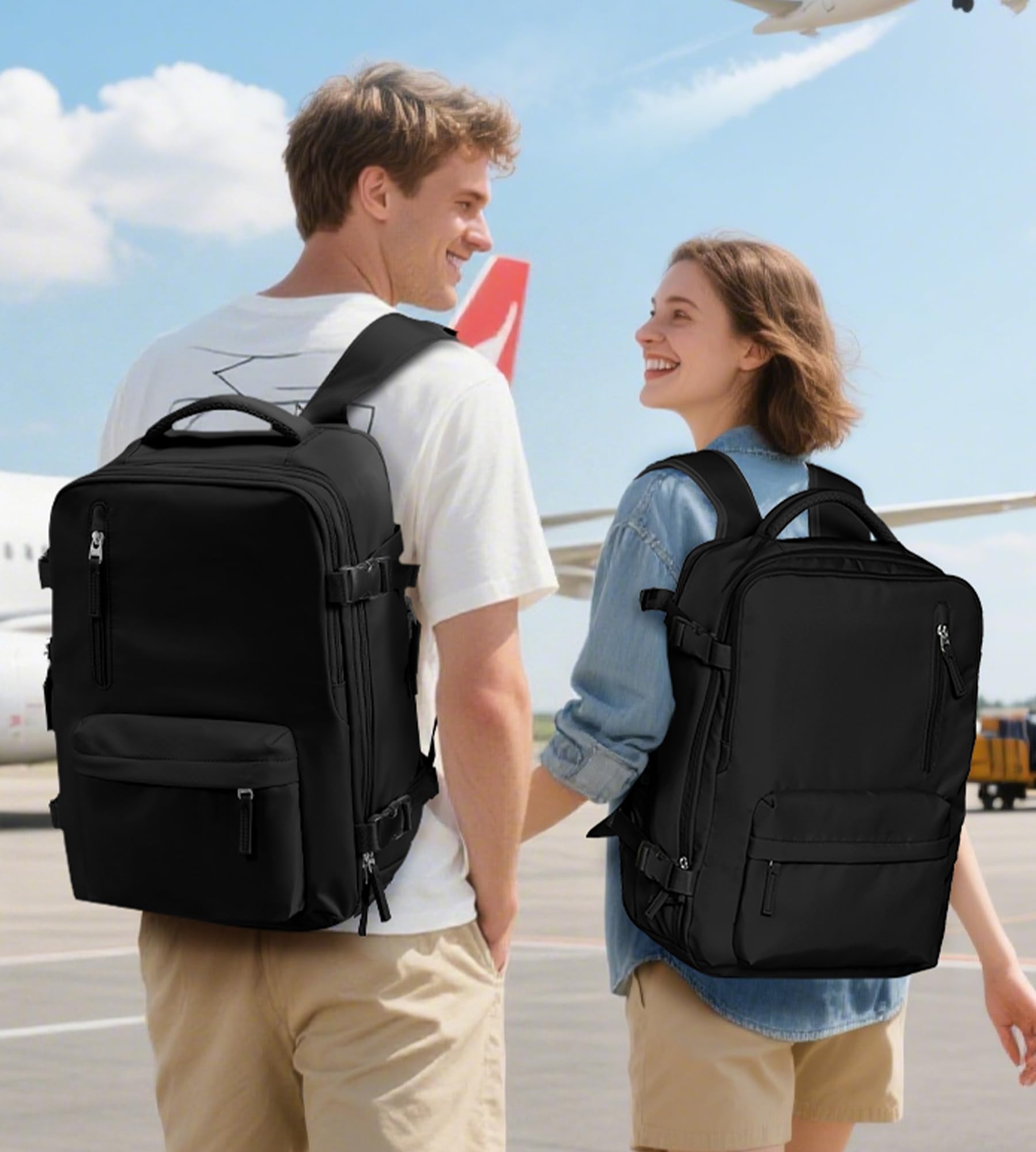 SZLX Sac à Dos Sous Vide Voyage 40x30x20 avec pompe Bagage Cabine 40x30x20 pour Ryanair Wizz air Bagage à Main Femme Sac à Dos pour Ordinateur Portable 14 Pouces Homme avec Compartiment à chaussures