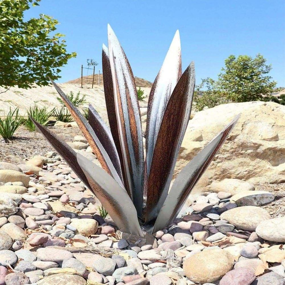 1 Sztuk Rustykalna Rzeźba Rustykalna Ręcznie Malowana Metalowa Agawa Ogród Yard Art Decoration