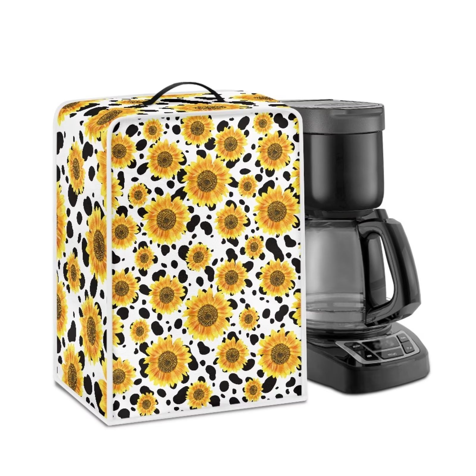 NETILGEN Coffee Maker Cover with Top Handle Polyester Durable Kitchen Small Appliance Cover Dust Protection Stain Resistant Fingerprint Protection Universal Size, Sunflower Cow Print โ image 1