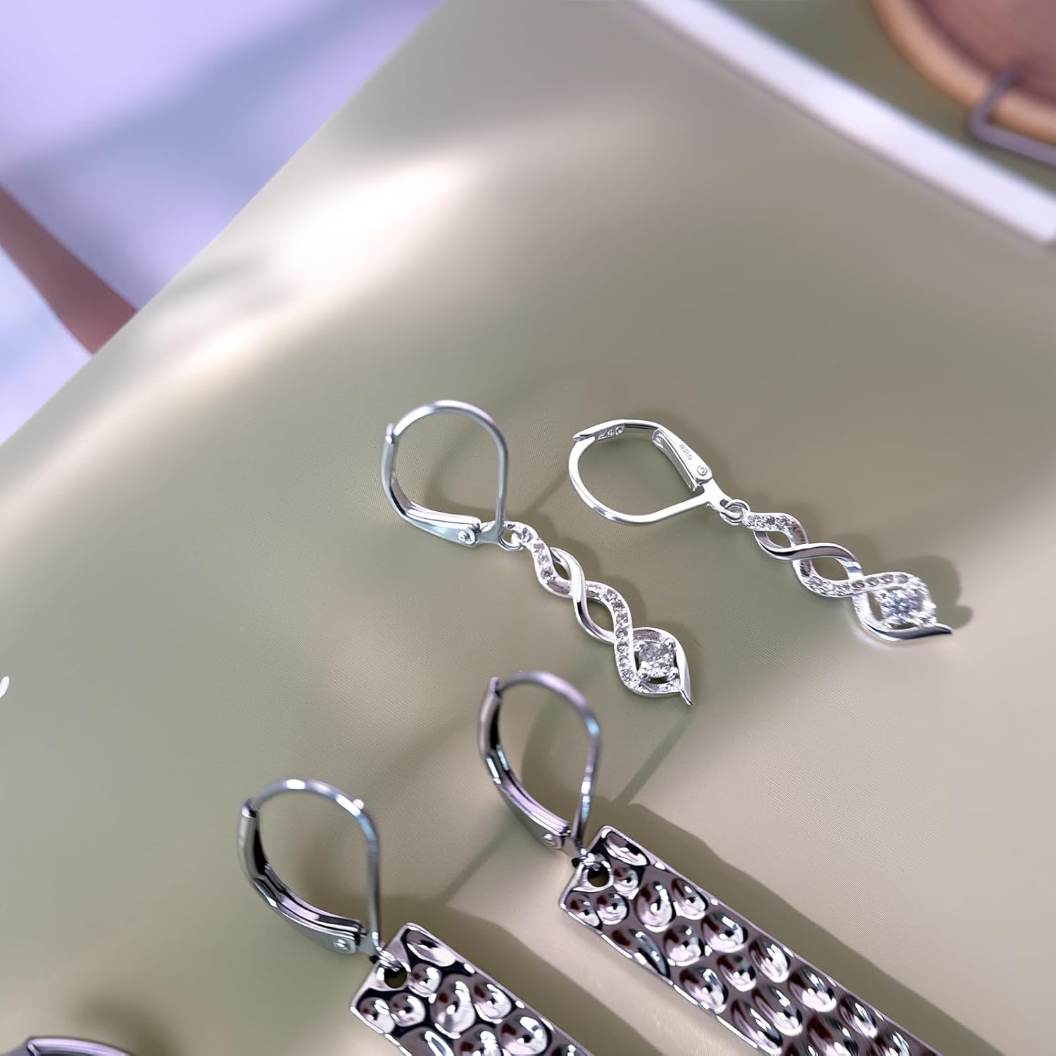 Silver Long Drop Dangle Earrings for Women Teardrop CZ Hanging Leverback Earrings Dangling Hypoallergenic Lightweight Cubic Zirconia Earring for Jewelry Gifts - Image 6