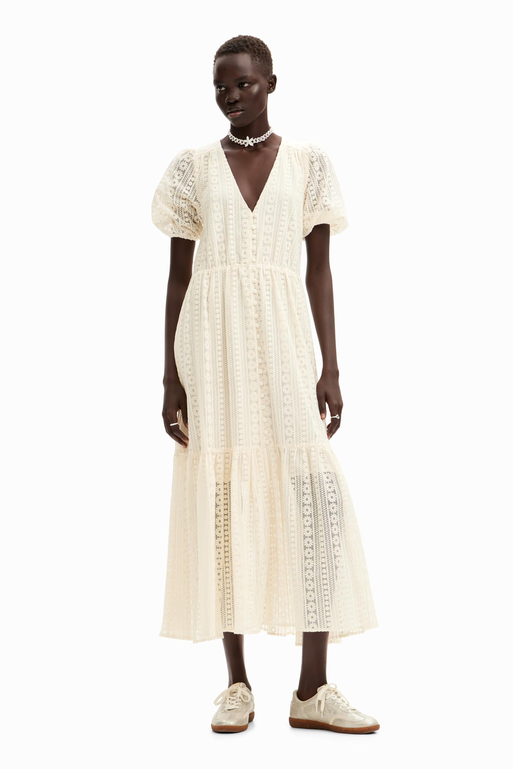 Desigual Vest_Ottawa Vestido, Blanco, XS para Mujer