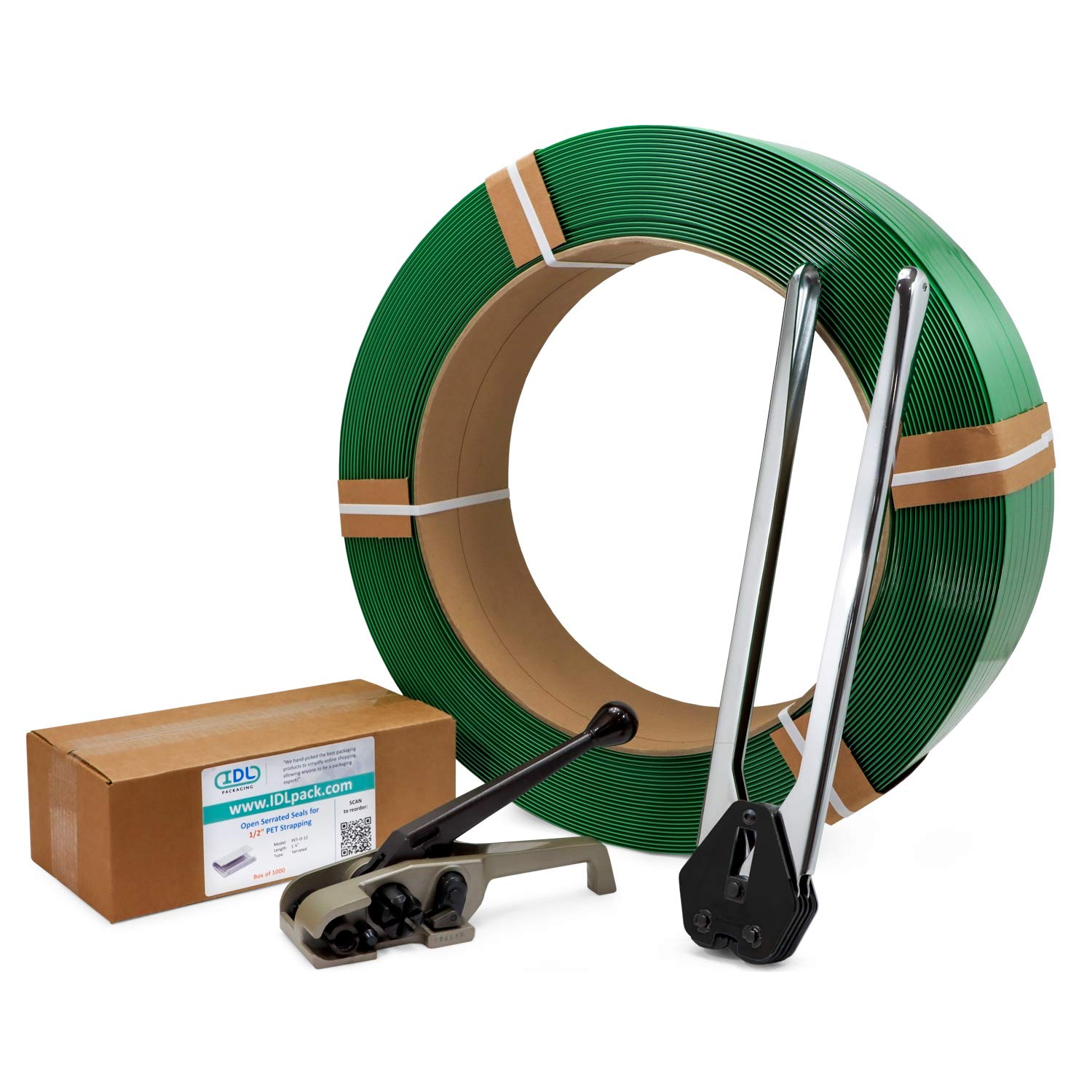 IDL Packaging PRO 1/2" x 5800' Polyester (PET) Strapping Kit, 780 lbs Break Strength Bestin