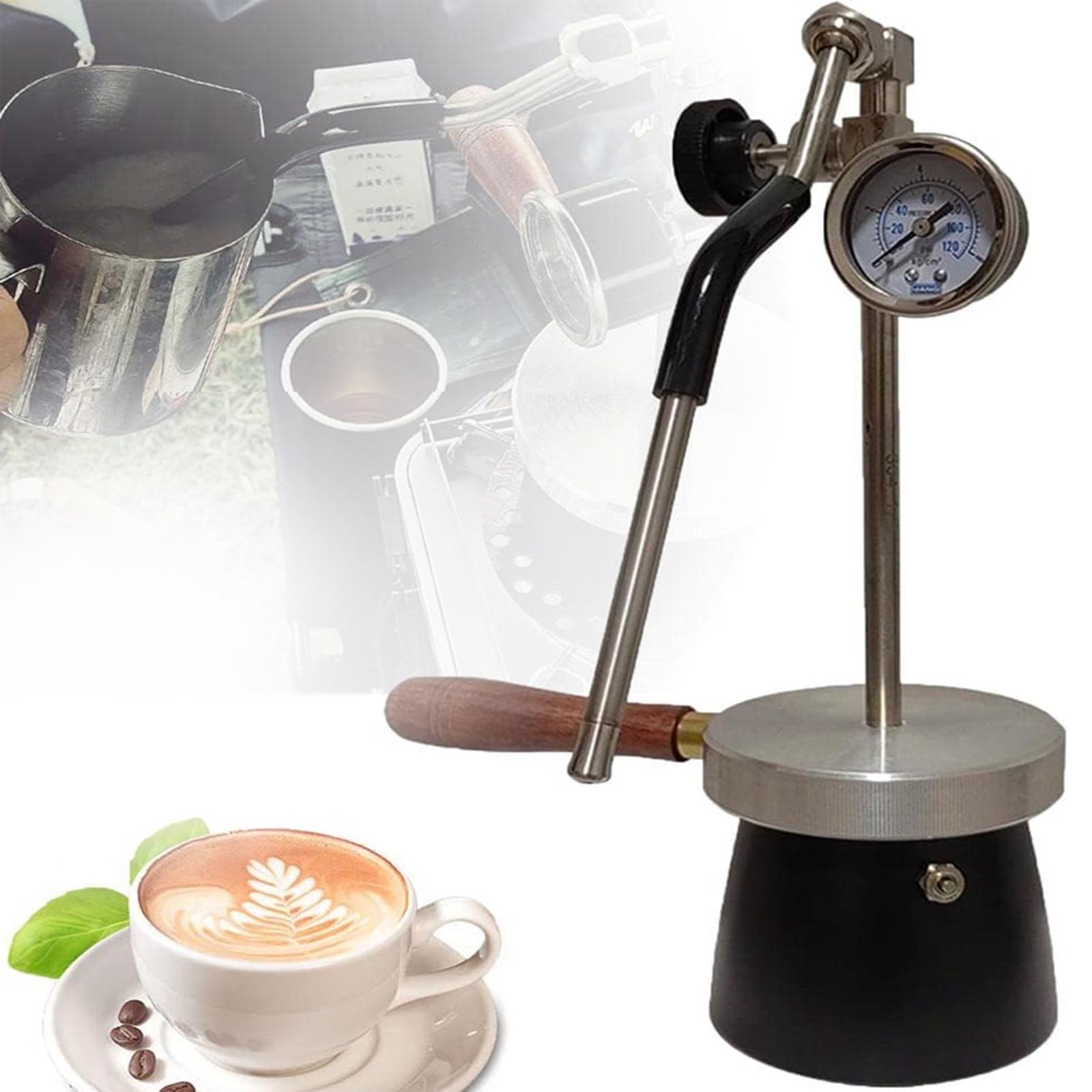 Leche Café De Café Frother El Fabricante De Espuma De Mano Frother Hot Holding Foamer De Acero Inoxidable Vapor Vapadora Real