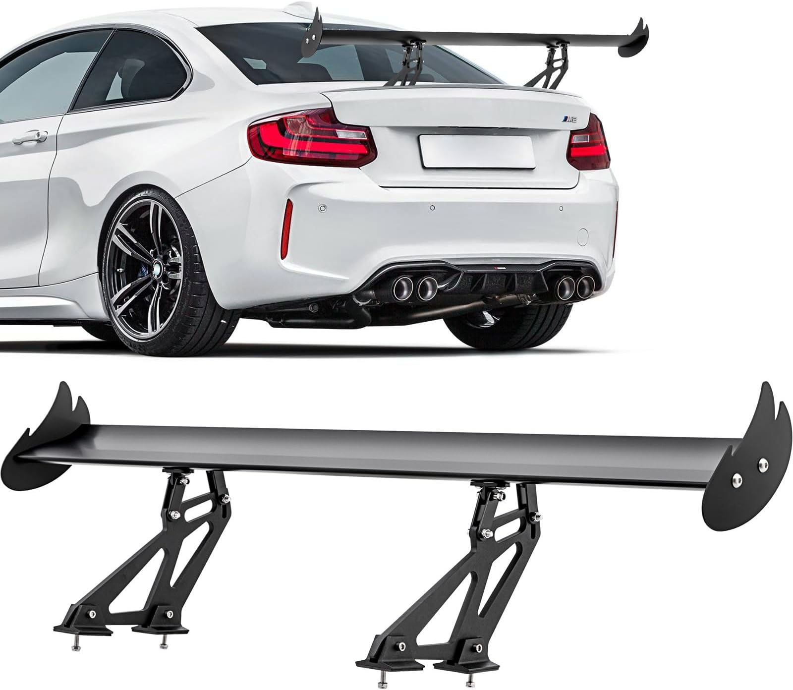 Upgrades Spoiler Car, 43.3" GT Aluminum Wing Adjustable Universal Lightweight Car Rear Wing, Black Hatch Aluminum Single Deck fit Racing Spoiler BGW/JDM Drift