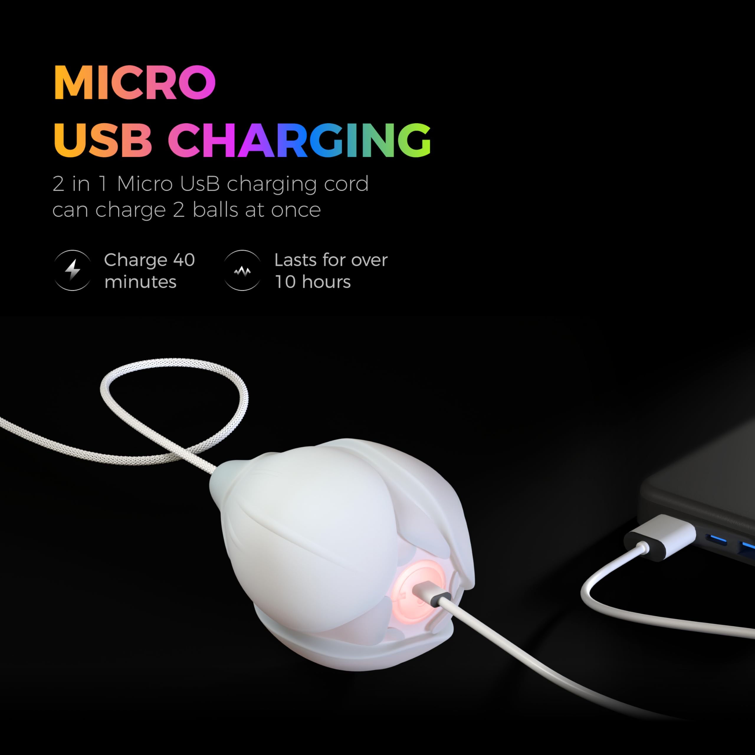 POITOI LED Poi Balls Rechargeable with 34 Vibrant Color Light Modes & LED poi Handles Soft Durable, Adjustable Thicker Ropes - Great Poi for Beginners and Professionals