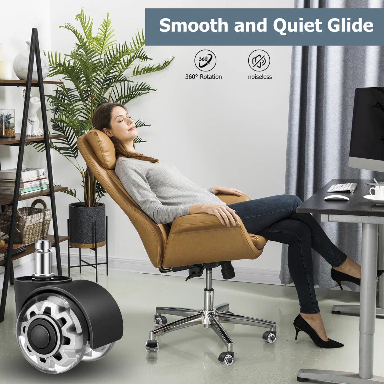 Lot De 5 Roulettes De Chaise De Bureau Universelles, Pour Sols Durs