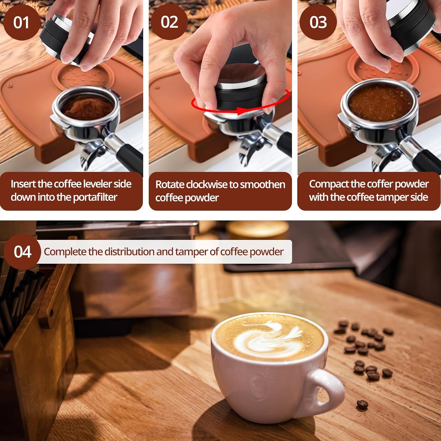 Elitezip 53mm Coffee Distributor and Tamper - 2 in1 Dual Head Coffee Leveler Fits for 54mm Breville Portafilter, Professional Espresso Tampers Distributor Leveler Tool – Depth Adjustable: Home & Kitchen