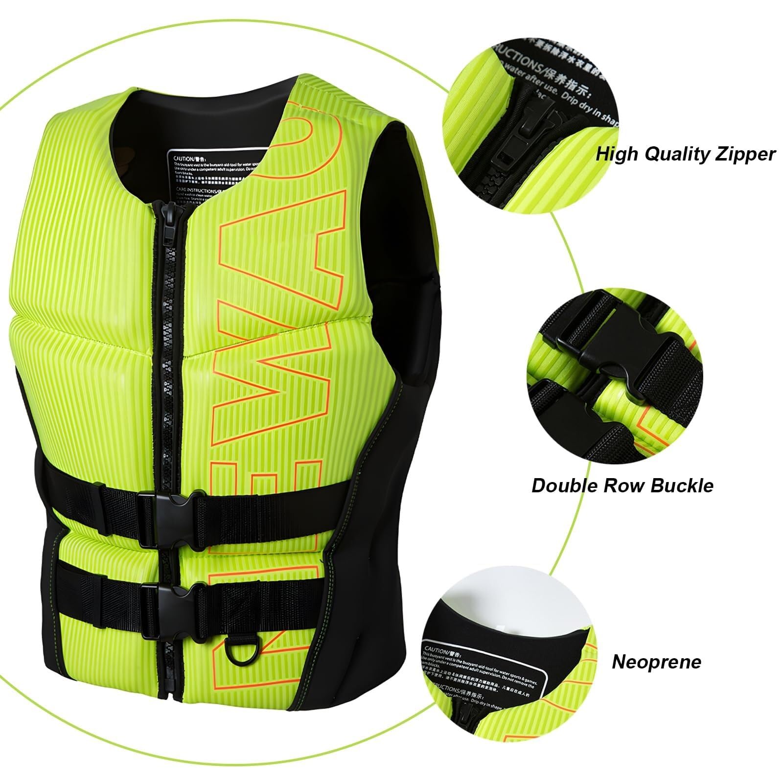 Chaleco de Kayak Premium con Cremallera Ajustable y Cinturón | Chaleco de Kayak PFD for Navegación, Pesca, Surf, Deportes Acuáticos for Adultos y Niños