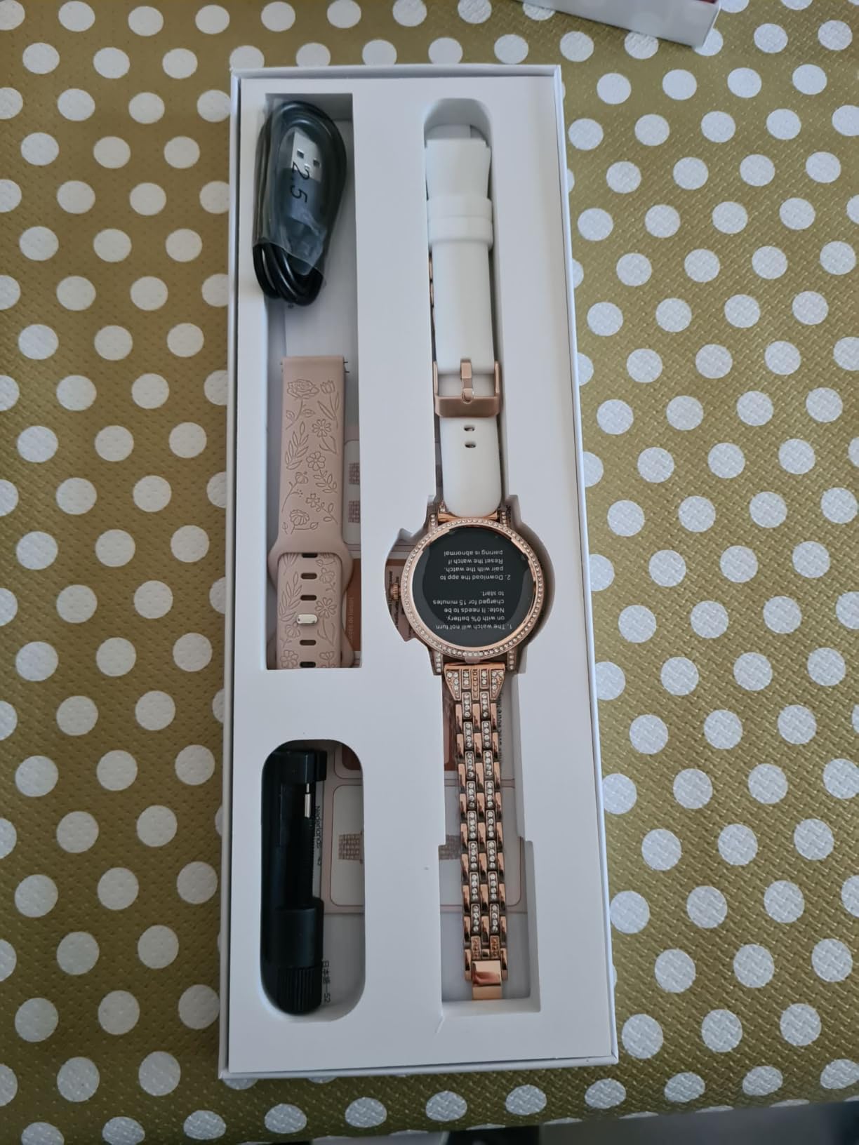 Smartwatch donna con Diamant,3 Cinturini,1,27" HD Smart Watch con Chiamate Bluetooth,Pressione/Sonno/Passi/HR/SpO2/Calorie,IP68 120+ Sportivo orologio donna smartwatch per Android/iOS,Oro rosa