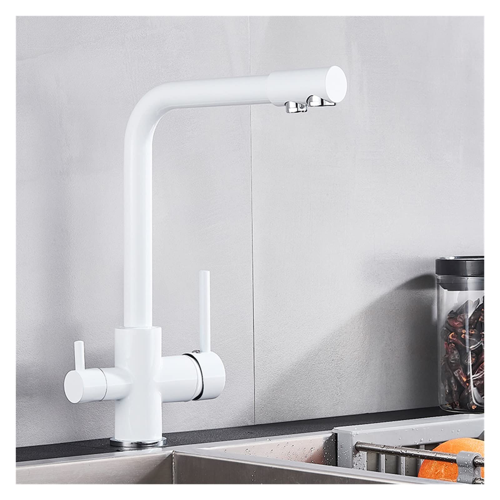 BHFPFZA Slish Black Grey Kitchen Faucet with Water Filter | Hot & Cold Mixer Tap for Drinking Water | and Modern Sink Solut