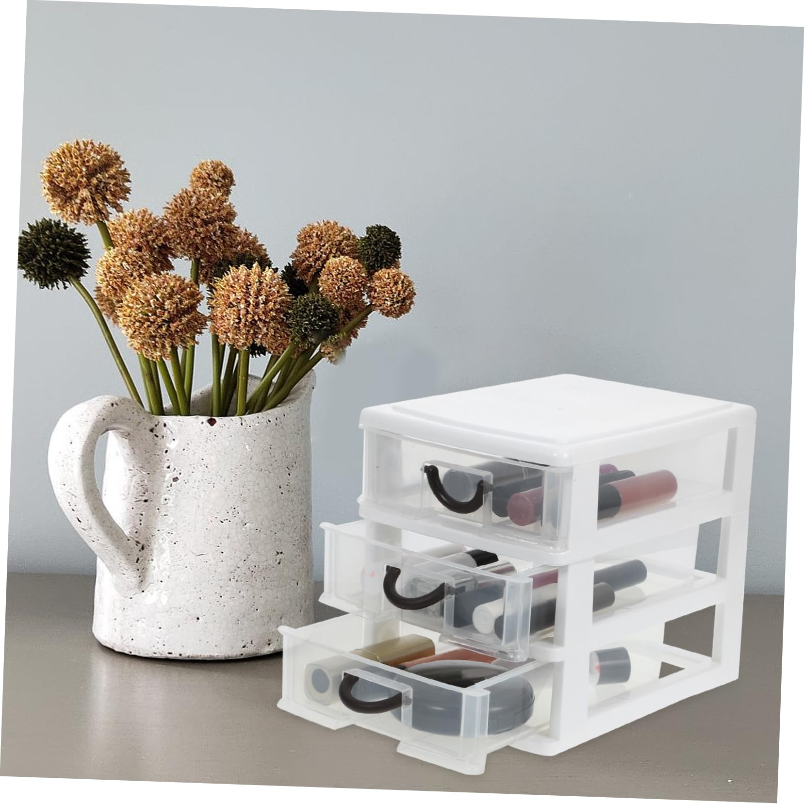 PRETYZOOM 4 Contenitori Per Cosmetici Di Capacità 4 Cassetti Organizer Da Scrivania Per Trucchi Salvaspazio Organizer Da Scrivania in Plastica Facile Da Pulire Elegante