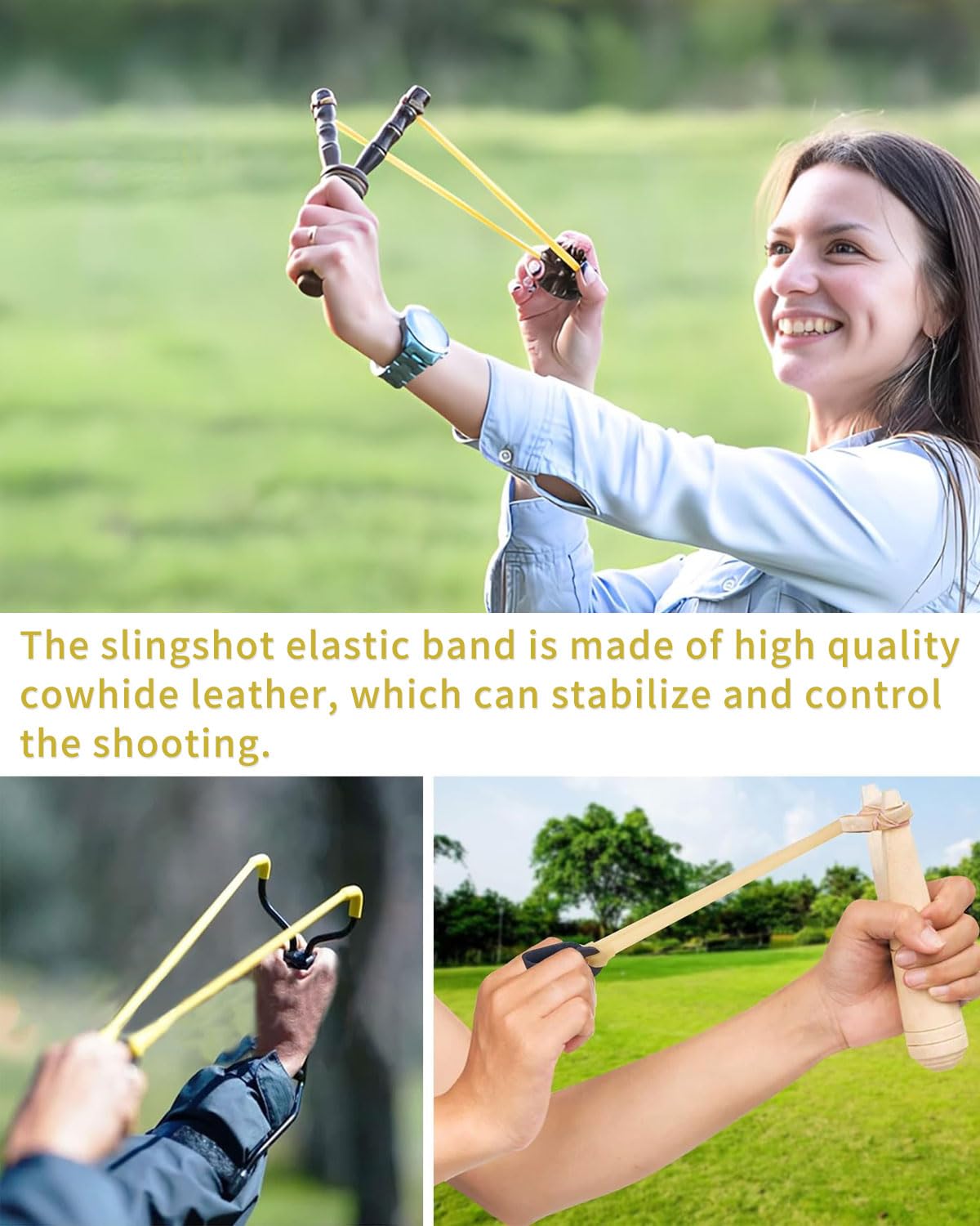 Slingshot - Banda elástica de repuesto, 6 unidades, amarillo látex, 16 cm, para hondas, caza y deportes