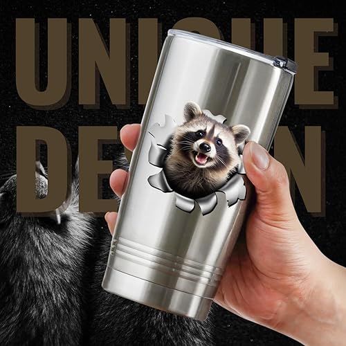 Miniatura 4 de Onebttl Regalos de mapache para hombres y mujeres, vaso de viaje aislado de acero inoxidable de 20 onzas con popote, cepillo, tapa y caja de regalo,