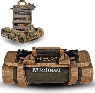 The Ryker Roll Up Tool Bag Organizer - Personalized Customized Name Gifts for Him/Men/Dad Gifts Roll Up Small Tool Bag Organizer Tools Bags gift for Mechanic, Electrician, Plumber or Hobbyist